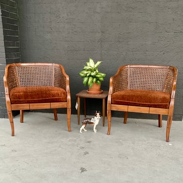 Pair of Barrel Back Cane Chairs