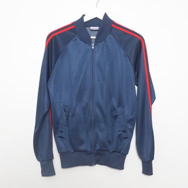 vintage TRACK JACKET blue & red Adidas style Run D.M.C. soft zipper sweatshirt track jacket -- size small -- FREE shipping in the U.S.A. 