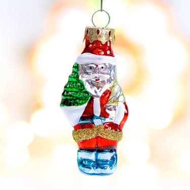 VINTAGE: Mercury Glass Santa Ornaments - Blown Figural Glass Ornament - Christmas - Holiday - SKU 30-408-00017252 
