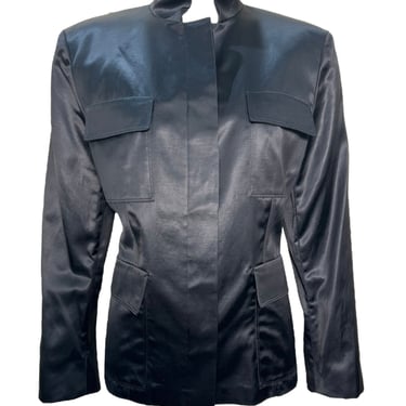 Tom Ford for Gucci Y2K Black Satin Blazer w/Patch Pockets