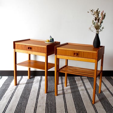 Swedish Nightstands in Teak &amp; Beech