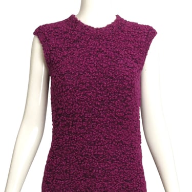 OSCAR DE LA RENTA- 1990s Purple Wool Boucle Sweater , Size Small