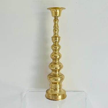 Vintage 1960s MCM Gold Brass Tall Candle Stick Pillar Taper Holder Floor Stand Decor Japan 