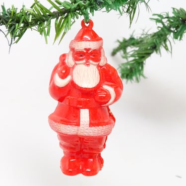 Vintage 1950's SANTA Plastic Christmas Tree Ornament, Antique Retro Decor 