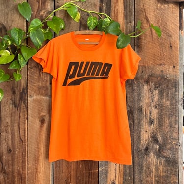 Vintage 70s Puma T Shirt Classic Spellout Logo Active Sportswear Running Size M 