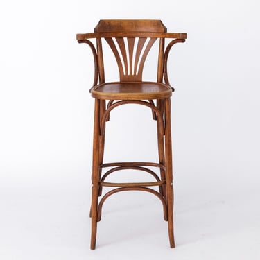 1 Vintage Wooden Irish Pub High Stools with Bentwood Technique 1960s-1970s 