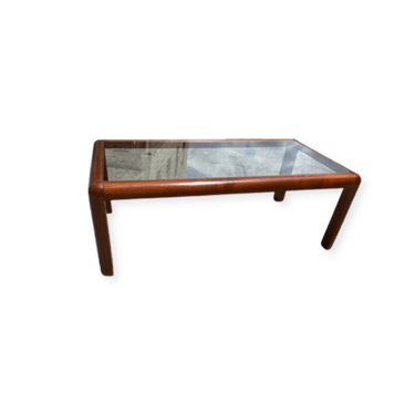Van Den Berghe Pauvers Style Wood and Glass Coffee Table, Belgium, 1970s