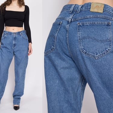 80s Lee High Waisted Mom Jeans - Large Tall, 32" | Vintage Stonewash Denim Tapered Leg Jeans 