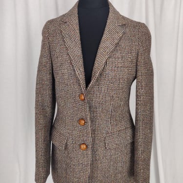 Vintage Justin Ltd Wool Blazer // Size S Brown Plaid 70s 