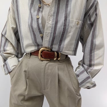 Vintage Faded Stone Striped Button Down
