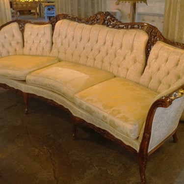 White French Provincial Couch w Ornate Carvings