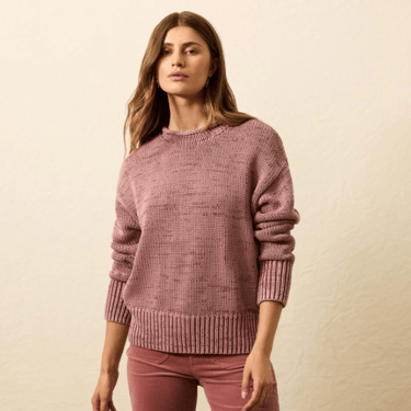 Sunwashed Cotton Roll Neck Sweater in Nostalgia Rose