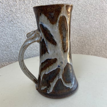 Vintage bohemian pottery mug 16 oz browns size 7” x 3-4” with handle 