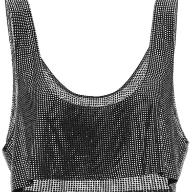 Giuseppe Di Morabito Cropped Tank Top In Rhinestone-Studded Mesh Women