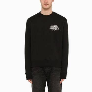 Amiri Black Cotton Crewneck Sweatshirt With Logo Print Men
