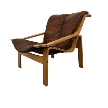 Leather Mid Century Danish Bentwood Chair KV232-51