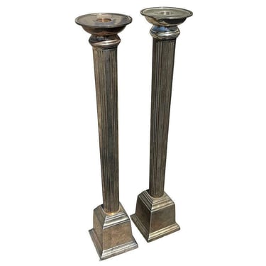 20" Regency Roman Colum Candlestick Holder, Pair 