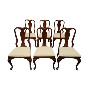 Set of 6 CRESENT FURNITURE Solid Cherry Traditional Queen Anne Dining Side Chairs 