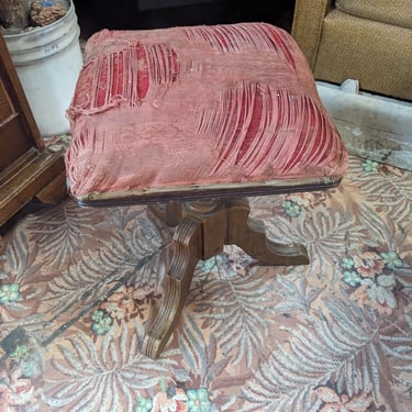 Antique Wood Piano Stool 14 x 14 x 19