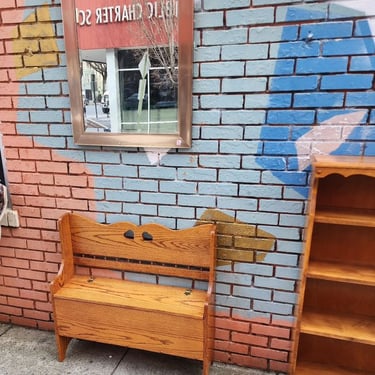 Slim Bench with lift seat Storage. Oak. 38x11x35