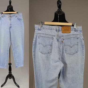 90s Levi's 950 Jeans - 34 waist Orange Tab - Blue Denim Pants - High Waisted - Relaxed Fit Tapered Leg - Vintage 1990s - 30" inseam 