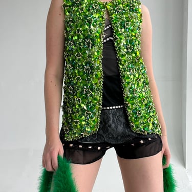 1950's Green Beaded and Sequined Vest