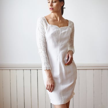 90s Cream Linen/Silk and Lace Mini by Byblos for Bergdorf's | S 