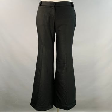 BURBERRY Size 10 Black Wool Blend Cuffed Wide Leg Dress Pants