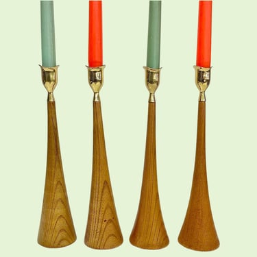 Vintage Candlestick Holders Retro 1960s Mid Century Modern + Serv Wood ...