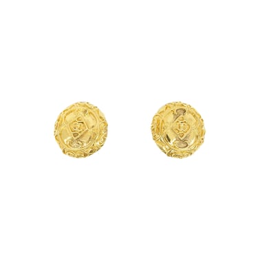 Chanel Baroque Logo Button Earrings