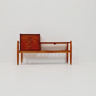 Danish teak & oak telephone table/ hallway table Arne Wahl Iversen, 1960s 