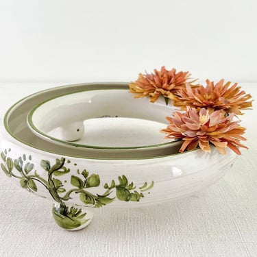 Ulmer Keramik Pottery Pansy Ring Vase W Germany, Vintage Ceramic Flower Ring Bowl, Shallow Round Footed Vase, Ikebana Vessel 