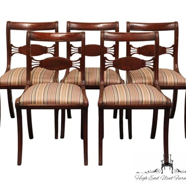 Set of 5 VINTAGE ANTIQUE Solid Mahogany Duncan Phyfe Style Dining Side Chairs 
