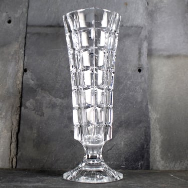 Vintage Crystal Bud Vase - Beveled Squares Patterned Vase - Modern Design Bud Vase - Similar To Mikasa Monarch Design | FREE SHIPPING 