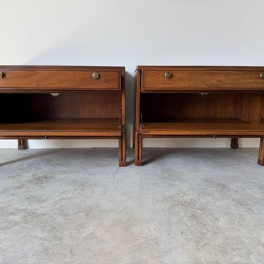 Pair of Hollywood Regency Mahogany Nightstands by Davis Cabinet Co., Nashville TN 