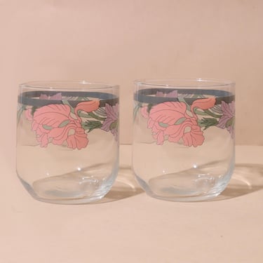 Vintage Floral Glasses, Retro 80s Drinking Glasses, Noritake Cafe Du Soir 