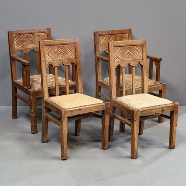 Set of 4 Vintage Southwest Style Oak Chairs