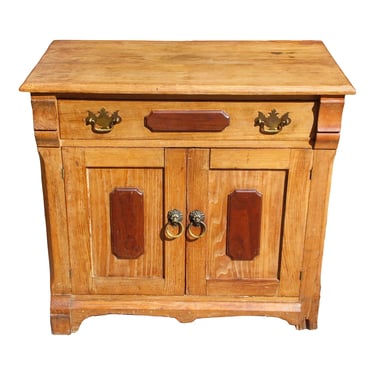 Antique Victorian Chestnut Commode Wash Stand Farmhouse Cabinet Chest