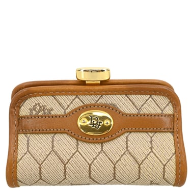 Christian Dior Beige Honeycomb Coin Case Wallet