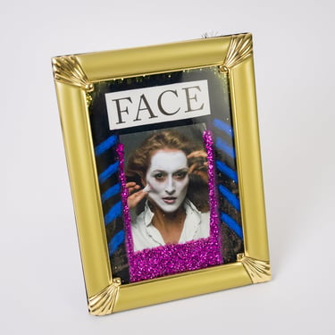 Meryl Streep FACE Collage - Mixed Media Framed Celebrity Folk Art Sparkle 