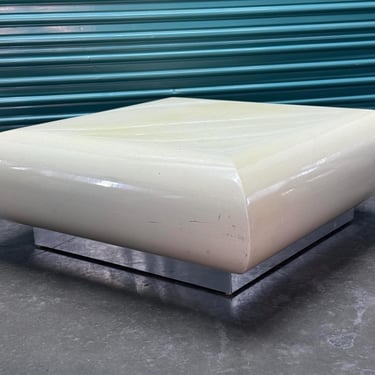 Mid-Century Springer Style Lacquer Floating Coffee Table Chrome Base 