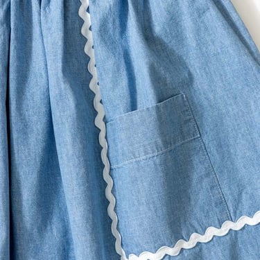 Carleen Rickrack Maxi Skirt - Medium Wash Chambray