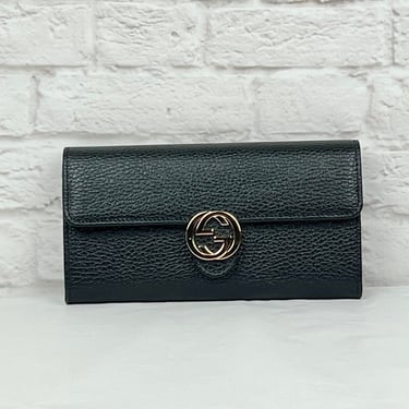 Gucci  Dollar Calfskin Interlocking GG Continental Wallet Black