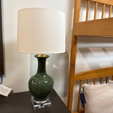 Porcelain Pine Green Vase Lamp
