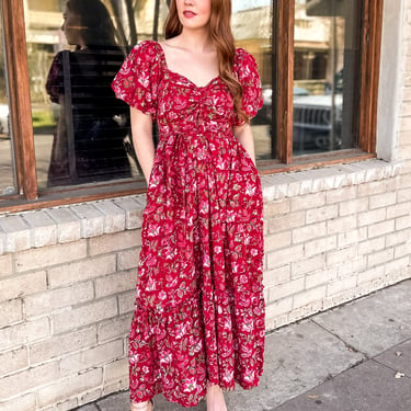 Red Floral Grace Maxi Dress