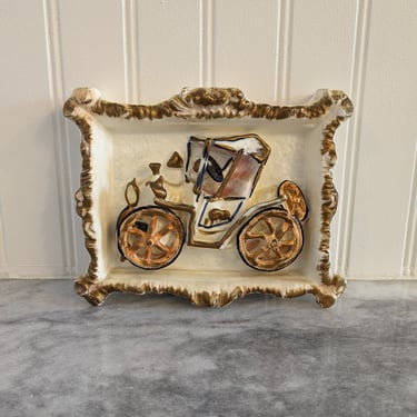 Vintage Japan Ceramic Victorian Antique Car Wall Decor 