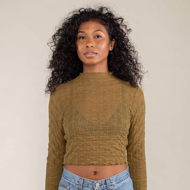 NLT | Jacquard Semi-Sheer Top in Olive