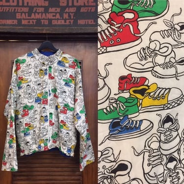 Vintage 1980’s Sneaker Print Pop Art Jacket, Vintage Jacket, Custom Vintage, 80’s Style, High Top, Vintage Clothing 
