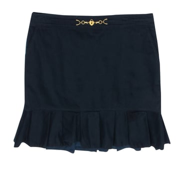 Love Moschino - Navy Pleated Hem Miniskirt w/ Charm Waistband Sz 8