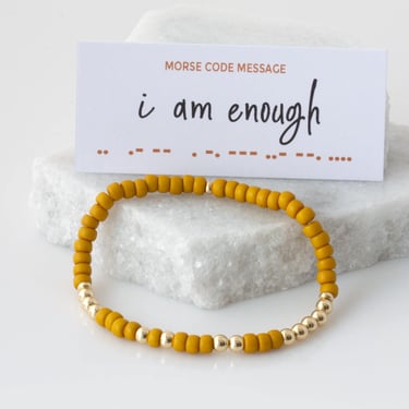 I Am Enough - Bubble Morse Code Bead Bracelet, Stretch Bracelet, Motivation Jewelry, Encouragement Gift, Reminder Bracelet, Friend Gift 